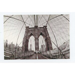 Postcard New York City Brooklyn Bridge? Black and white Vintage advertising